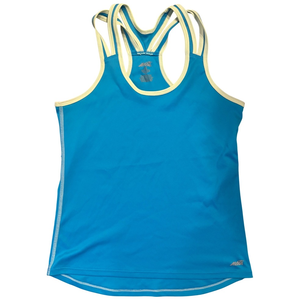 Avia Womens Blue Multi Strap Racerback Activewear Tank Top Size Small